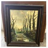 Framed Vintage Country Scene Print