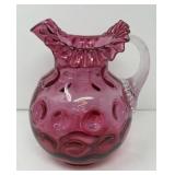 Fenton Cranberry Glass Pitcher