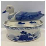 Vintage Blue and White Duck Tureen