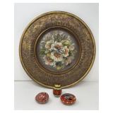 Three Painted Eggs, Painted Wood Platter