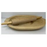 Wooden Bowl and Rolling Pin