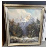 Mountain Village Painting, Oil on Canvas