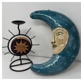 Teal Moon and Celestial Candle Holder