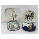 Two Carousel Snow Globes