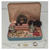 Sterling, 14K and Costume Jewelry, Jewelry Box