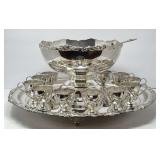 Silver Plate Punch Bowl with Cups and Stand