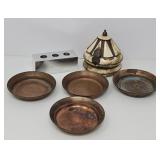 Copper Coasters, Brass/Stone Box, Metal Candle
