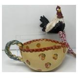 Rooster Shelf Sitter and Hand Painted Italian Bowl