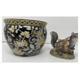 Vera Bradley Planter and Vintage Squirrel