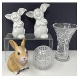 German Rosenthal Bunnies, Crystal Vases