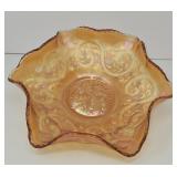 Fenton Marigold Carnival Ruffled Glass Bowl