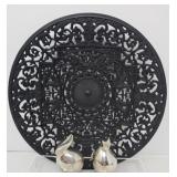 Metal Filagree Plate with Dansk Cat and Bunny