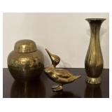 Brass Duck and Vases
