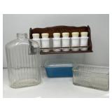 Spice Rack, Pyrex Refrigerator Dish, Salt Dish