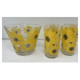 Vintage Sunflower Ice Bucket and Highballs