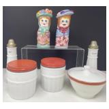 Susan Paley S/P, Milk Glass Kitchen Accessories
