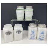Three Sets of Milk Glass Salt and Pepper Shakers