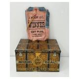 Vintage Tobacco Tin and Tobacco Pouch