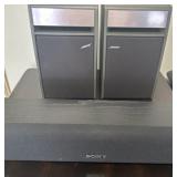 Two Bose 141 Speakers and Sony Wooden Speaker