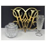 Williamsburg Trivet, Crystal Butter Bell, Vase