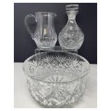 Crystal Bowl, Decanter and Pitcher