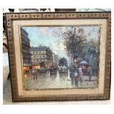 City Scene Oil on Canvas by Louis Dancoat