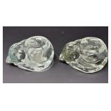 Sleeping Kitty Clear Glass Candle Holders
