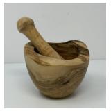 Carved Wooden Mortar and Pestle