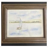 Sailboat Watercolor, Signed Anita McIntosh