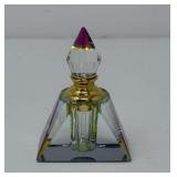 Iridescent Glass Pyramid  Perfume Bottle