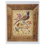 Framed Antique Pheasant Cross Stitch