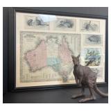 Australian Map with Cast Kangaroo