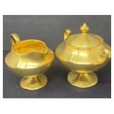 Vintage Gold Finish Art Deco Sugar and Creamer