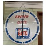 "Swing to Gate and Save" Advertising Spinner Clock