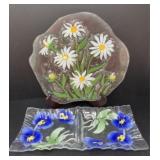 Art Glass Platter and Divided Dish