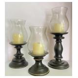 Distressed Wood Hurricane Lamps