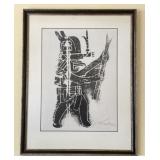 Artist Unknown ï¿½Dancing Warrior"  Linocut Print