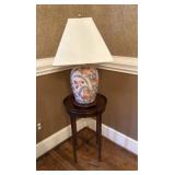 Ceramic Table Lamp with Floral Motif and Side