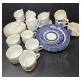 Assortment of Fine China Cups Saucers and More