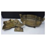 Brass Leaf Dish Bookend and Planter