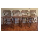 Vintage Early American Wood Barstools