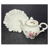Imperial Rose Milk Glass Bowl and Teapot