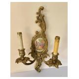 French Inspired Bronze Gilt Two Arm Wall Sconce