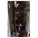 Metal Shelving Unit and Contents