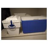 Coleman and Styrofoam Cooler