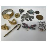 Sterling Brooches, Costume Jewelry