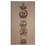 Metal Wall Plate Rack with Vintage Plates