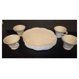 Vintage Milk Glass Serving Plates and Cups