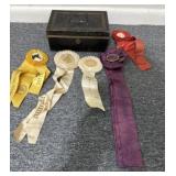 Metal Money Box and Award Ribbons