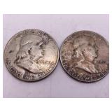 1950-D, 1953-D Ben Franklin Half Dollars